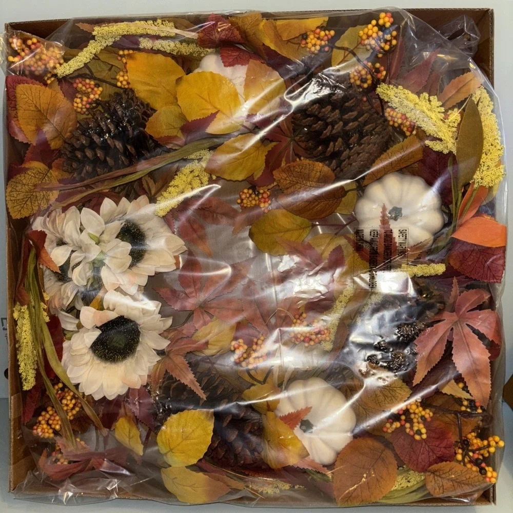 24 Inch Fall Wreath Front Door Outside Wreath With Pumpkins Pine Cones Flowers